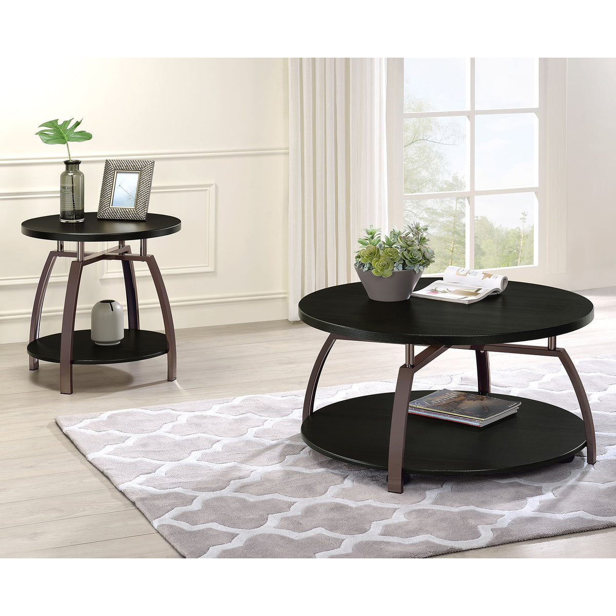 Starrett Dark Charcoal 2-piece Round Coffee Table Set