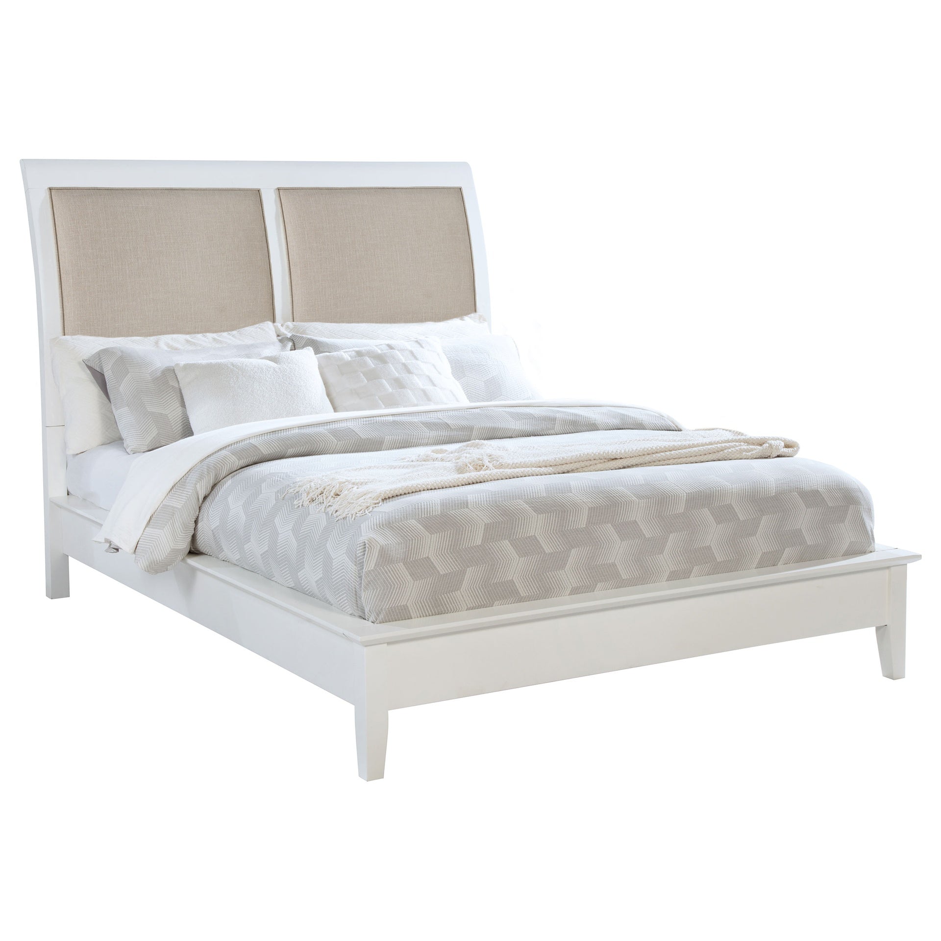 Talia White Upholstered Queen Bed