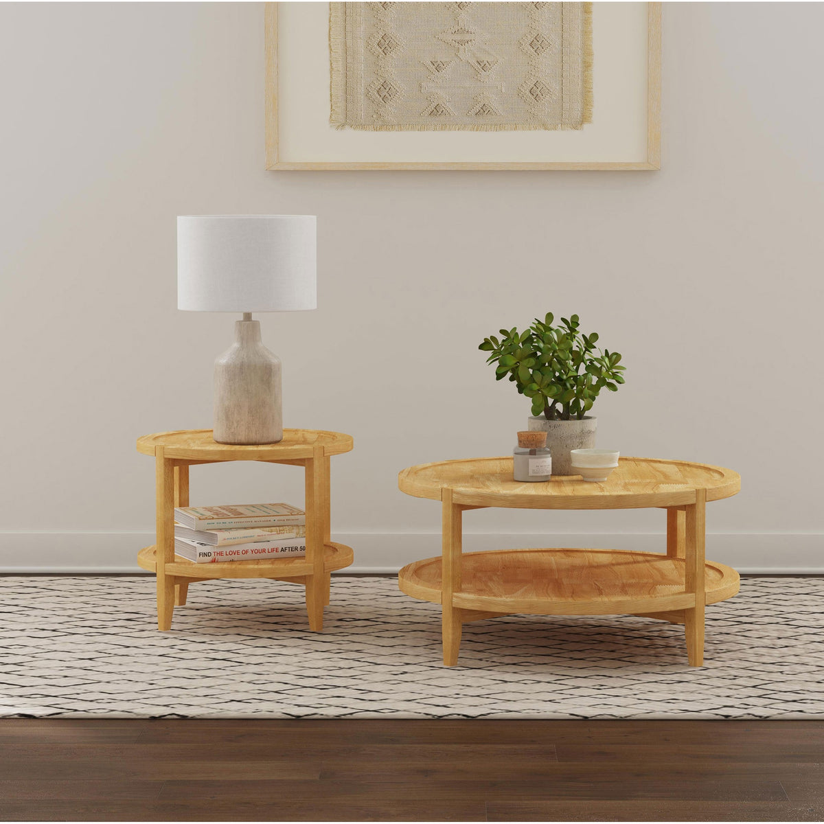 Elliott Maple 2-piece Round Coffee and End Table Set