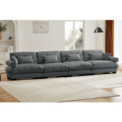 Super Comfort Oversized Modular Velvet Sectional Sofa Couch with Ergonomic Bolstered Armrests, Deep Seat Cloud Couch with Ergonomic Design for Application in Living Room and Lounge