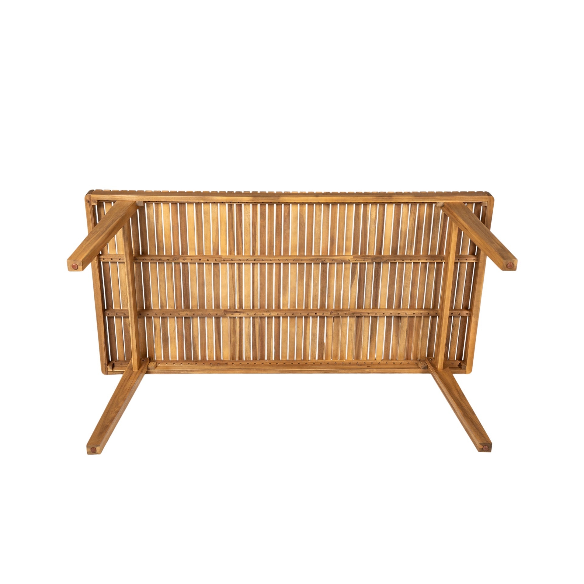 69" Acacia Wood Outdoor Dining Table with Slatted Top, 300 lbs Weight Capacity, Ideal for Patio & Garden Gatherings, Natural Color