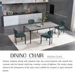 Modern Dining Room Chairs Set of 2, Mid-Century Upholstered Boucle Kitchen Dining Chairs with Black Metal Legs