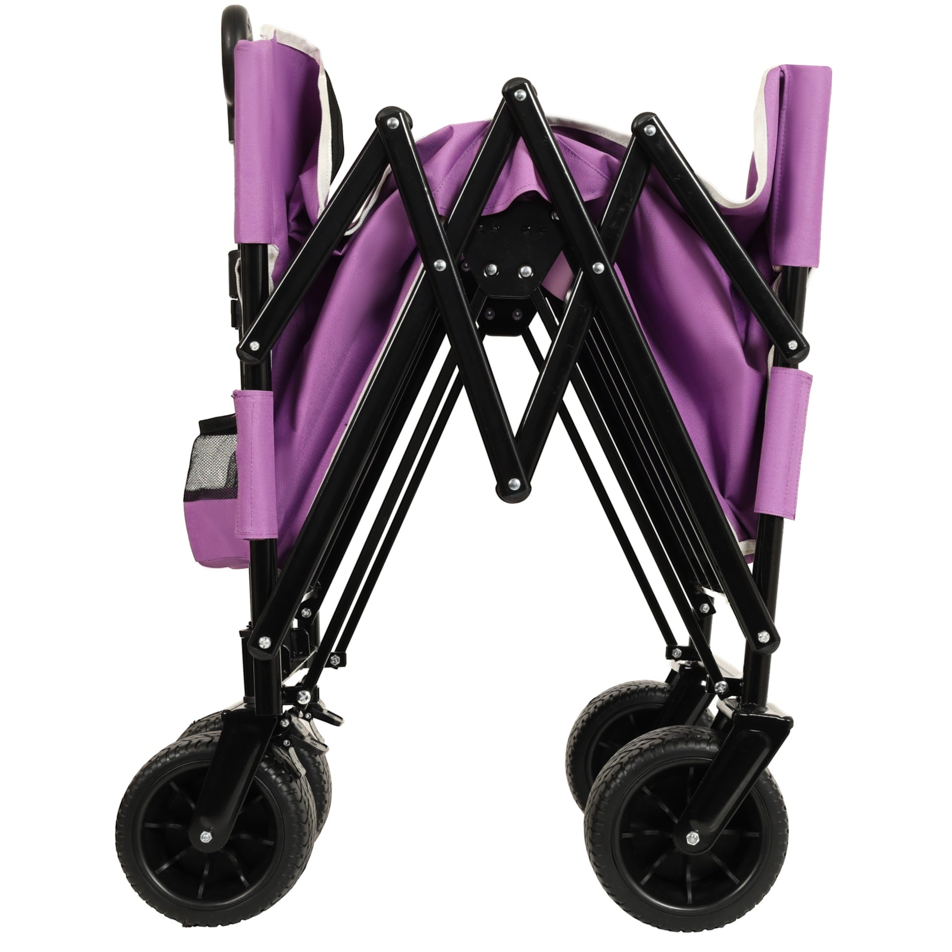 3-in-1 Folding Wagon Cart with Bench Seat & Storage, patent protection - Includes 1 ice pack, 500lbs Heavy-Duty, 180L Capacity All-Terrain Wheels for Camping, Beach, Sports, Garden, purple
