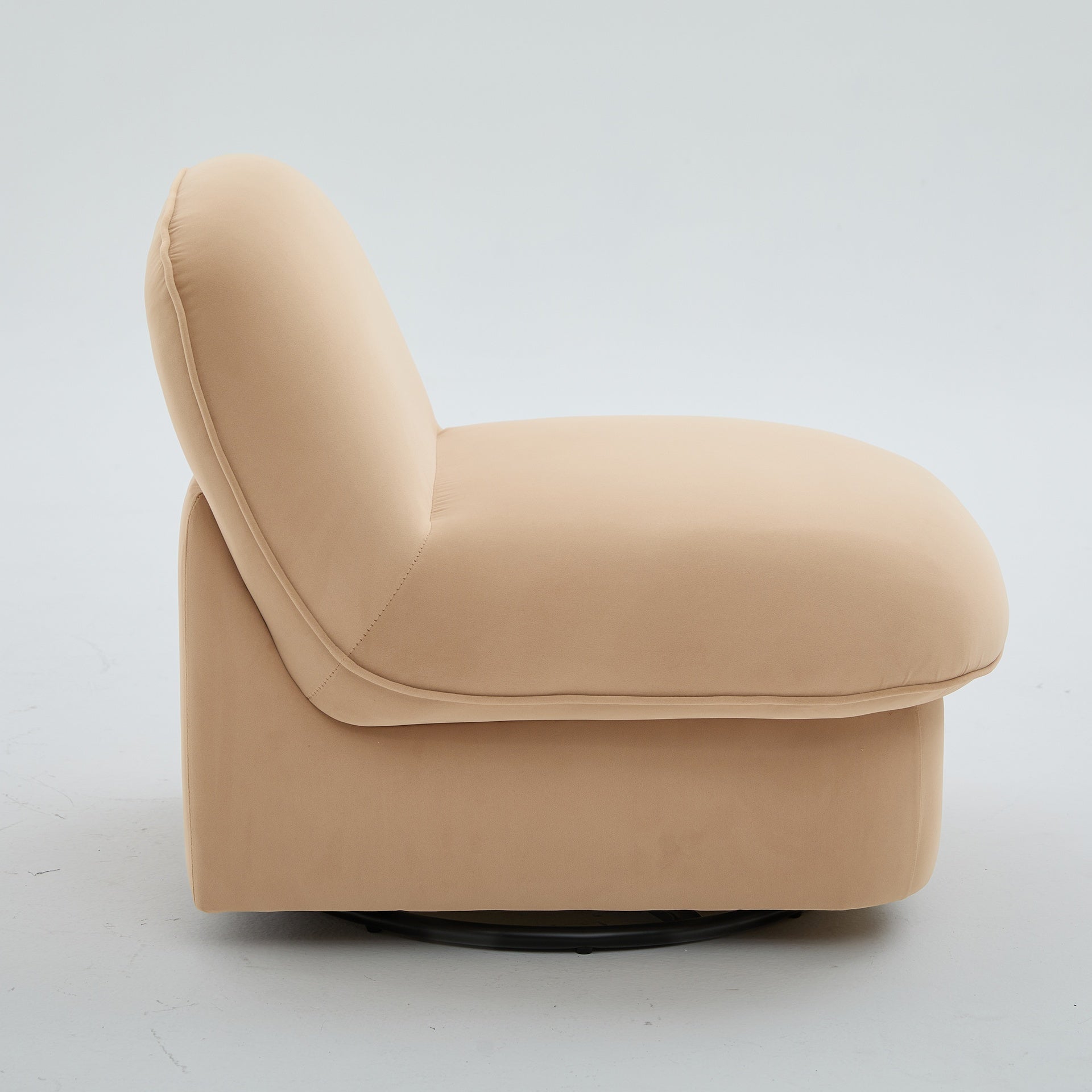 Swivel Accent Chair, 360-degree Metal Base with Velvet Fabric Upholstery, Comfy Pumpkin-Shaped Swivel Chair for Living Room, Bedroom, or Office