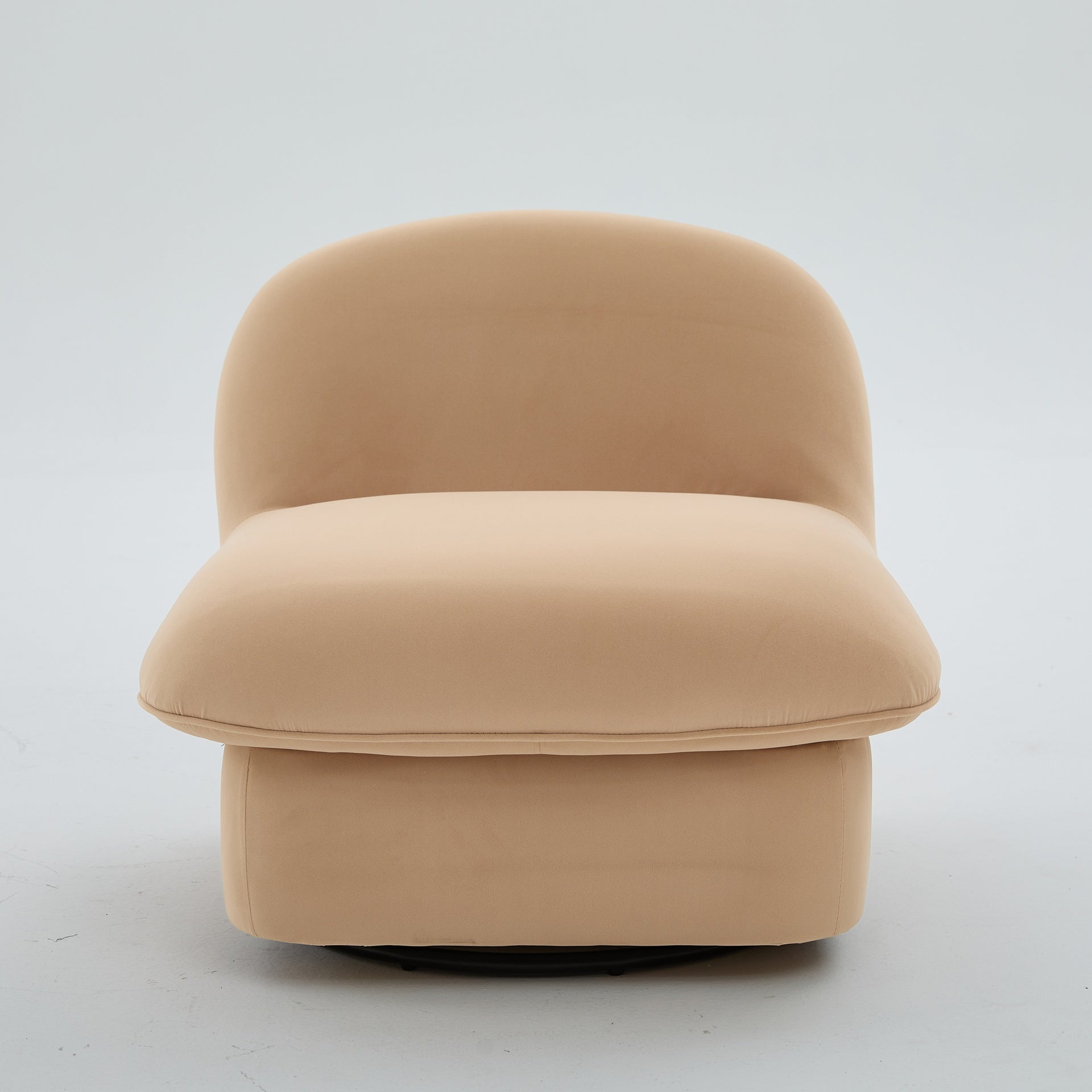 Swivel Accent Chair, 360-degree Metal Base with Velvet Fabric Upholstery, Comfy Pumpkin-Shaped Swivel Chair for Living Room, Bedroom, or Office