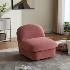 Swivel Accent Chair, 360-degree Metal Base with Velvet Fabric Upholstery, Comfy Pumpkin-Shaped Swivel Chair for Living Room, Bedroom, or Office