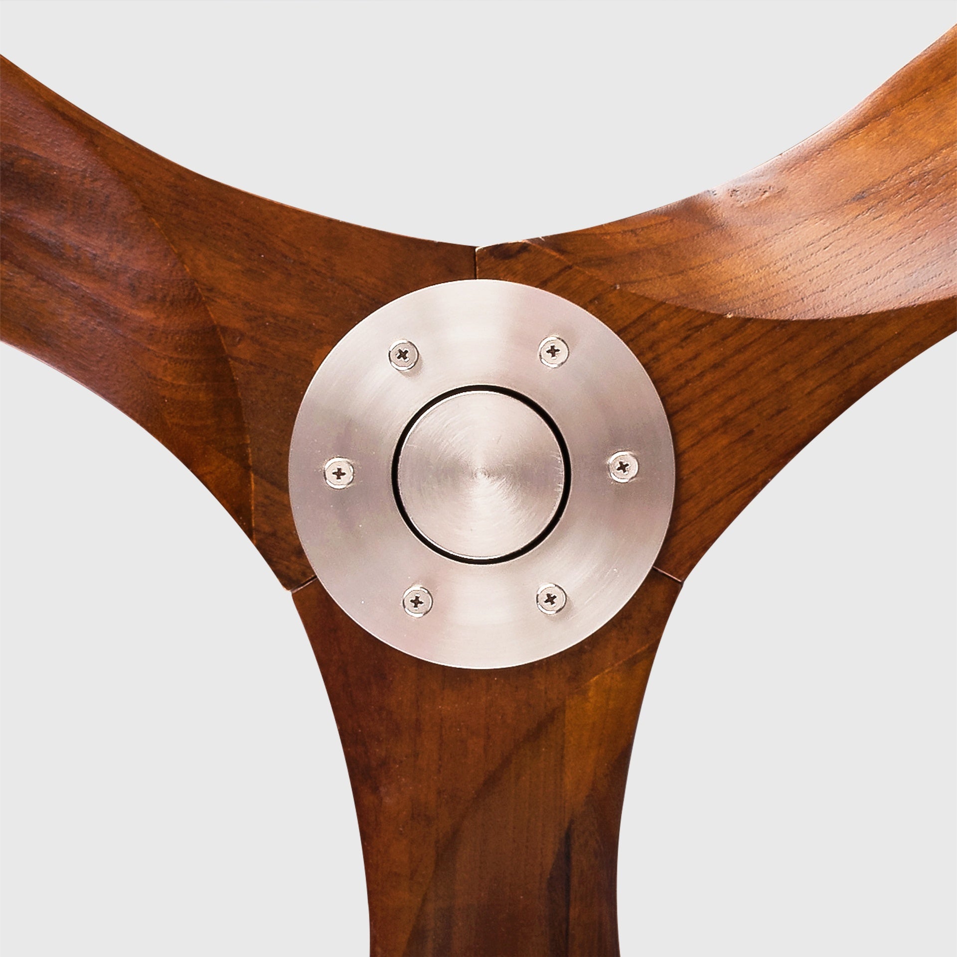 52" Solid Wood Ceiling Fan, Outdoor, 3 Blade, No Light, Walnut, for Patio Living Room Bedroom Porch, Remote Control, Water Resistant