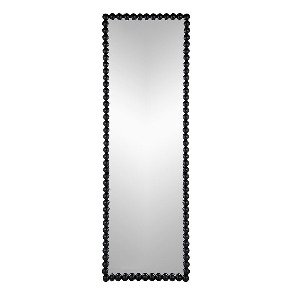 23" x 72" Full Length Mirror with Metal Beaded Frame, Rectangular Oversized Mirror for Living Room Bedroom, Black