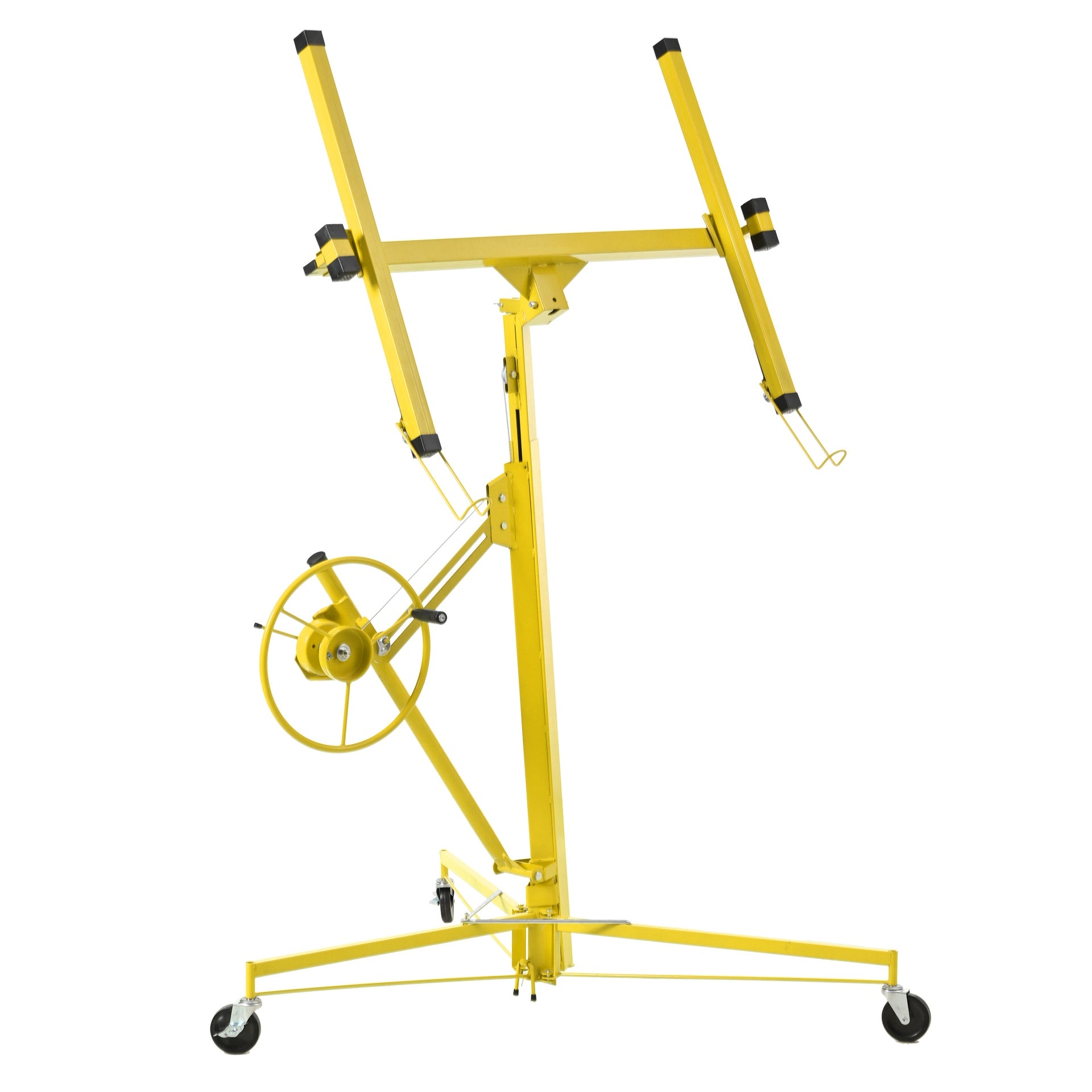 16 FT Drywall Lift Panel Rolling Hoist Jack Lifter Sheetrock, Drywall Lifting Construction Tools Caster Wheel with Adjustable Telescopic Arm, 16"-Yellow