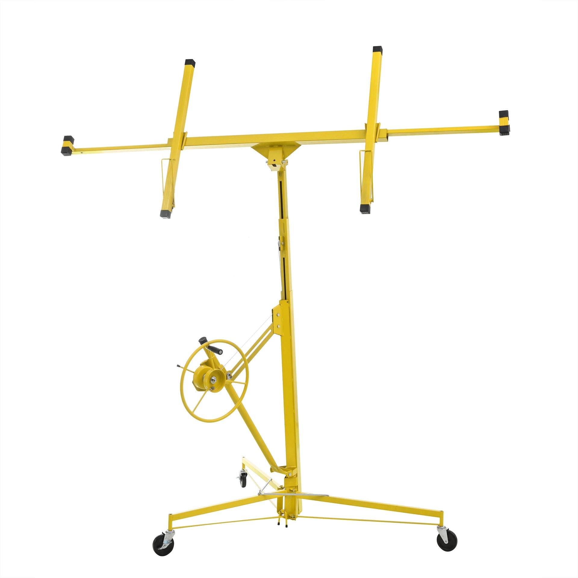 16 FT Drywall Lift Panel Rolling Hoist Jack Lifter Sheetrock, Drywall Lifting Construction Tools Caster Wheel with Adjustable Telescopic Arm, 16"-Yellow