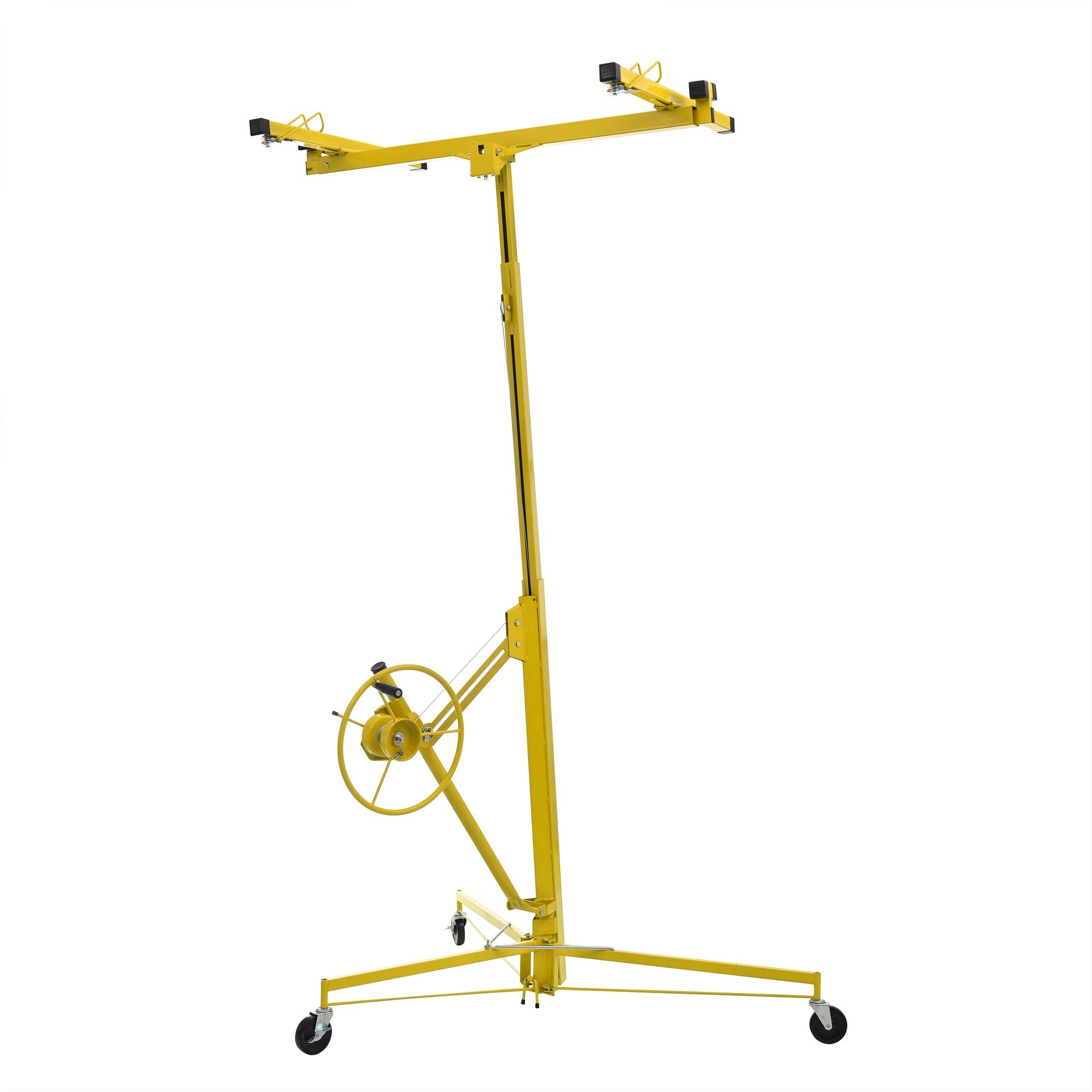 16 FT Drywall Lift Panel Rolling Hoist Jack Lifter Sheetrock, Drywall Lifting Construction Tools Caster Wheel with Adjustable Telescopic Arm, 16"-Yellow
