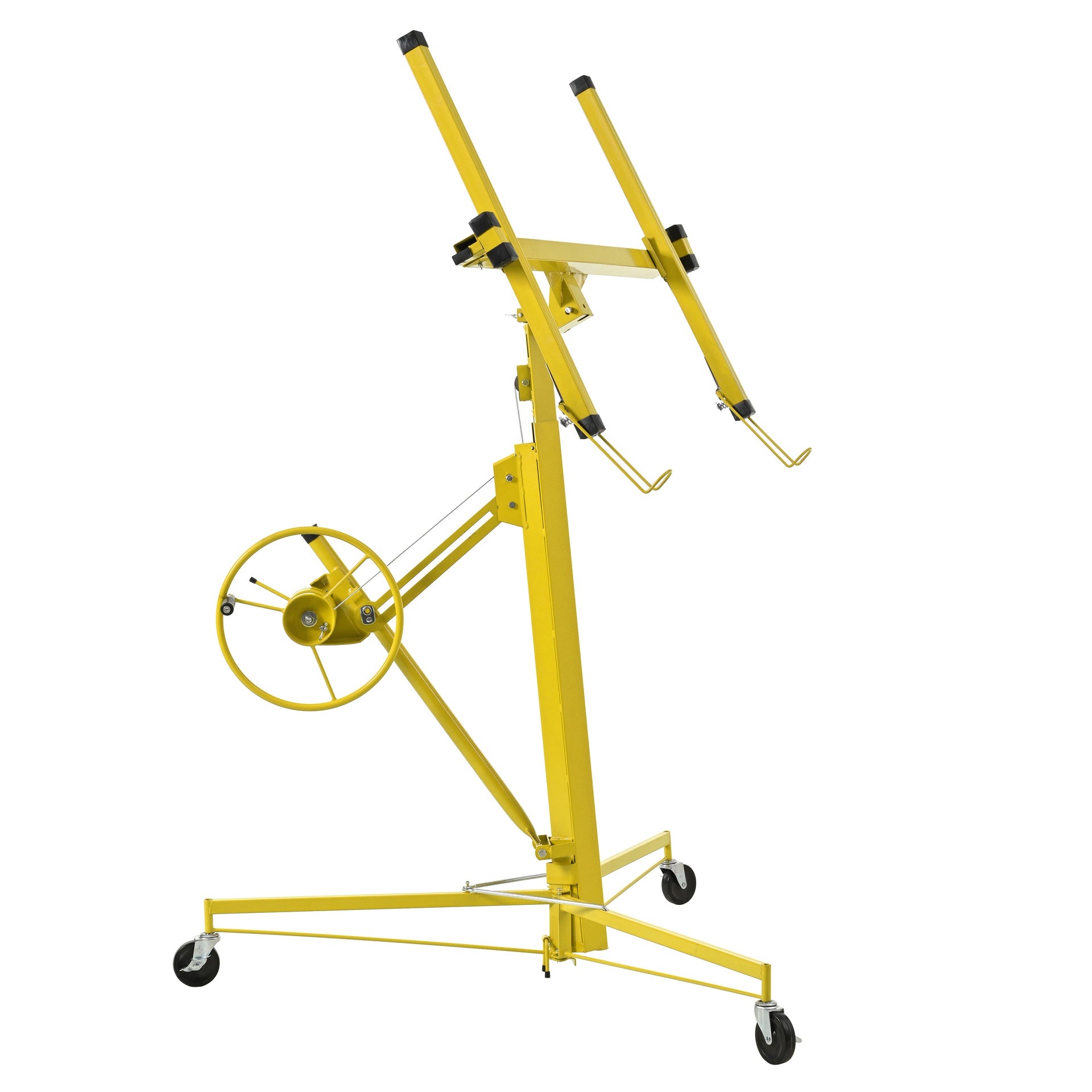 16 FT Drywall Lift Panel Rolling Hoist Jack Lifter Sheetrock, Drywall Lifting Construction Tools Caster Wheel with Adjustable Telescopic Arm, 16"-Yellow