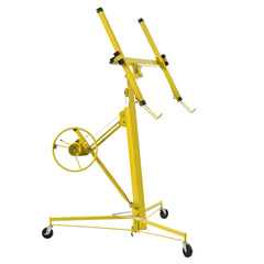 16 FT Drywall Lift Panel Rolling Hoist Jack Lifter Sheetrock, Drywall Lifting Construction Tools Caster Wheel with Adjustable Telescopic Arm, 16"-Yellow