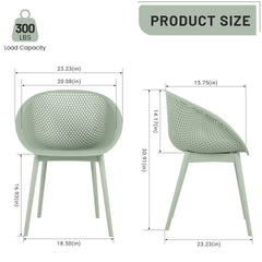 Holiday - 2-Pack Modern Lounge Chairs – Indoor/Outdoor All-Weather PP Plastic, Lightweight  for Patio, Beach, Living Room (Pale Green)