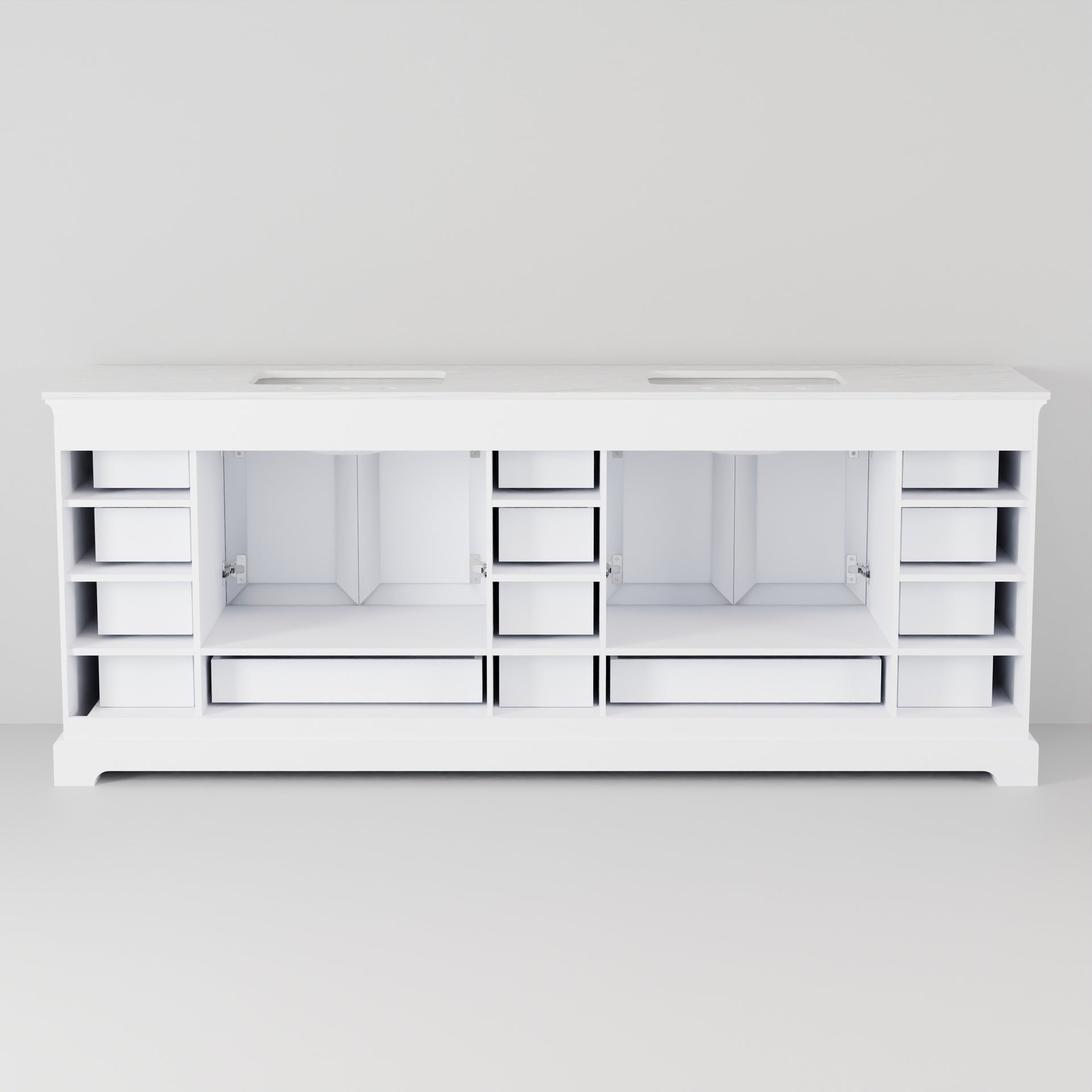 White Double Bath Vanity 84 in. W x 22 in. D, and 34 in. Mirrors