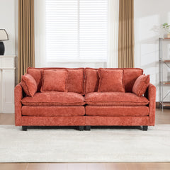 Cloud Sofa LoveSeat (Ottoman is not included), Modern Sectional Couch, for Living Room Bedroom and Apartment, Comfy Double Layer Upholstered Seat Cushion, Breathable Chenille Fabric,Orange,SW5012OG