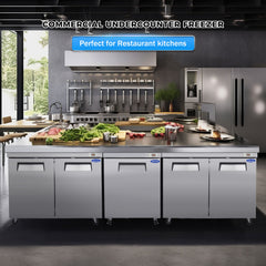 ORIKOOL 60" Commercial Under Counter Freezer 2 Door 18.5 Cu.ft Undercounter Work Top Freezers ETL Approved