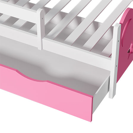 Kid's Bed Frame with star and moon decorate, Wood and bamboo Frames for Toddler Girls , 8 Slats Support, No Box Spring Needed, Easy Assembly