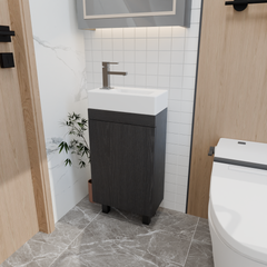 16" Bathroom Vanity Sink Combo for Small Space, Freestanding Bathroom Cabinet with Undermount Ceramic Sink, Modern Bathroom Storage Vanity Soft-Close Doors