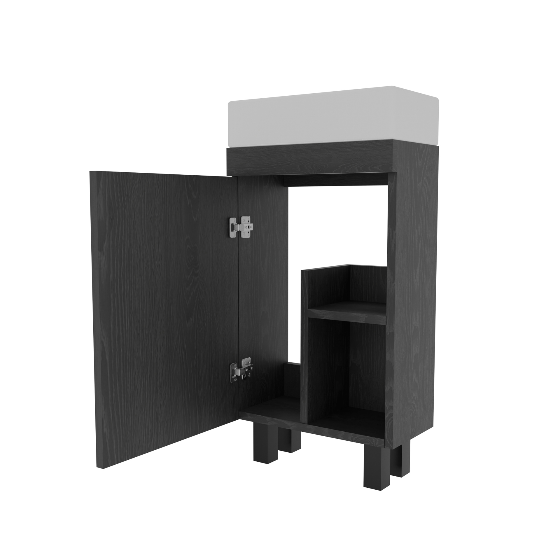 16" Bathroom Vanity Sink Combo for Small Space, Freestanding Bathroom Cabinet with Undermount Ceramic Sink, Modern Bathroom Storage Vanity Soft-Close Doors