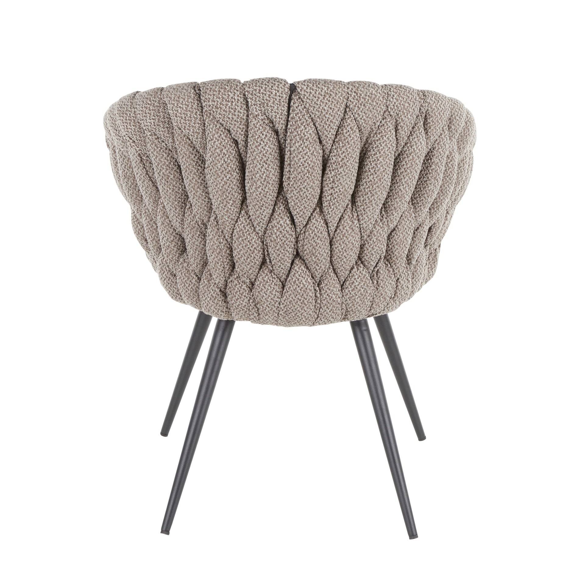 Braided Matisse Contemporary Chair in Black Metal with Grey Faux Leather and Grey Fabric by LumiSource