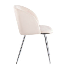 Fran Contemporary Chair in Chrome and Cream Velvet by LumiSource - Set of 2