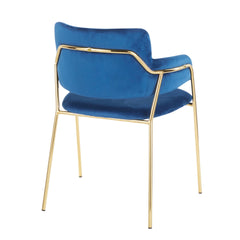 Napoli Contemporary Chair in Gold Metal and Blue Velvet by LumiSource - Set of 2