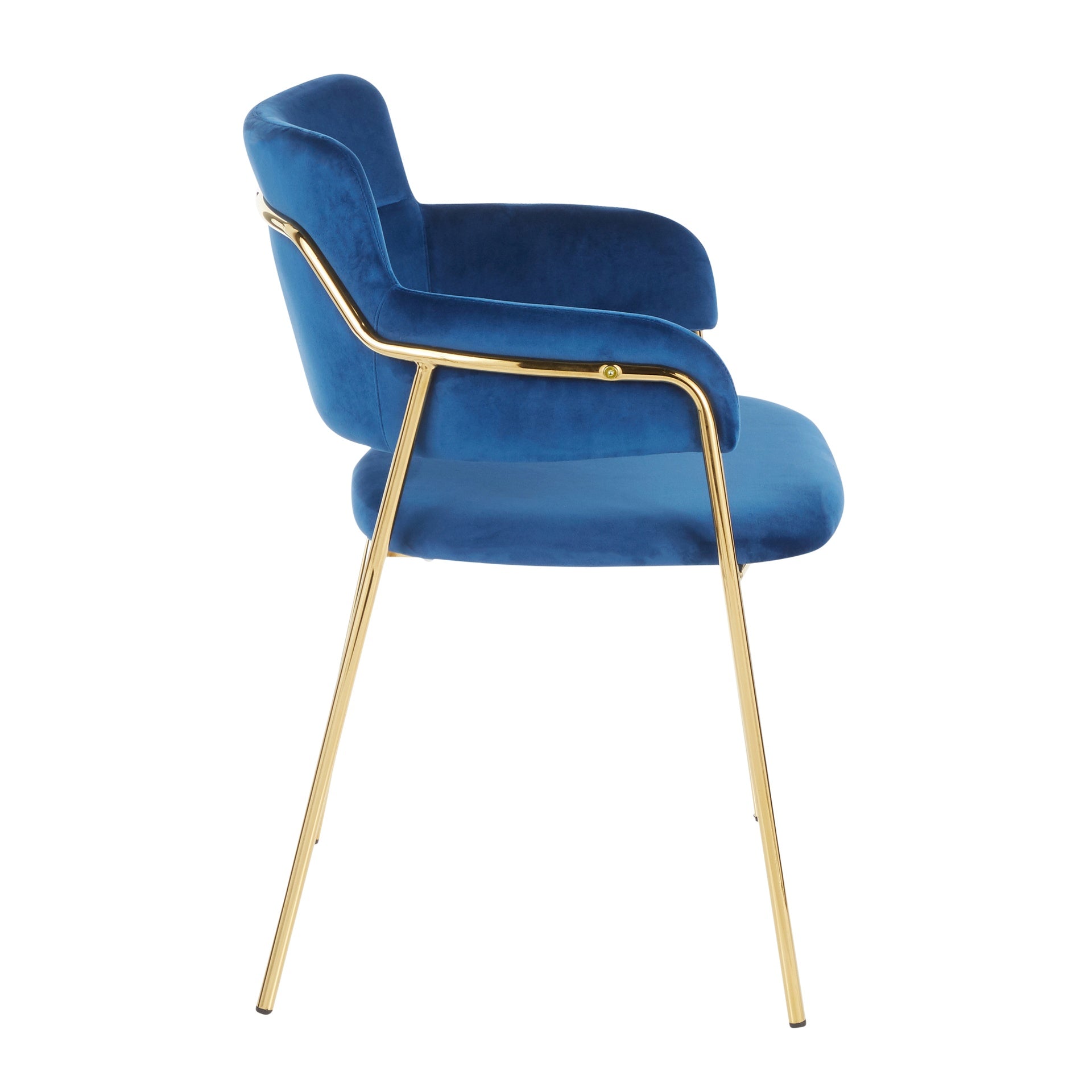 Napoli Contemporary Chair in Gold Metal and Blue Velvet by LumiSource - Set of 2