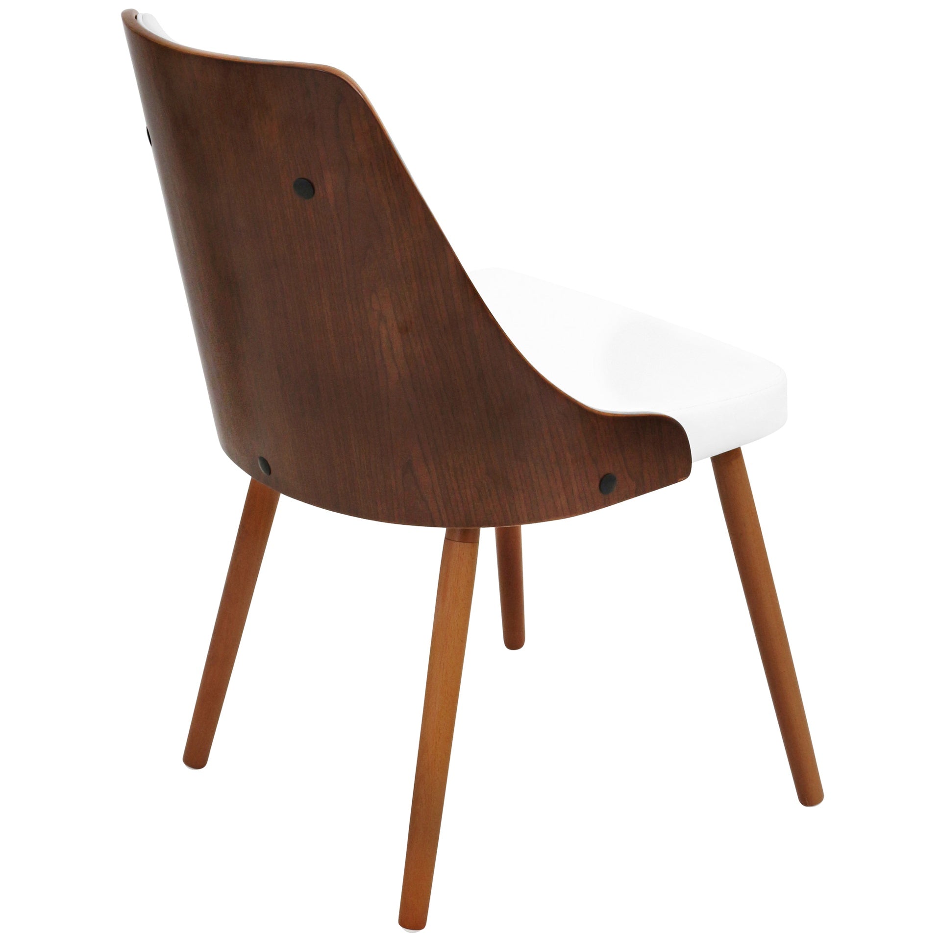 Gianna Mid-Century Modern Dining/Accent Chair in Walnut with White Faux Leather by LumiSource