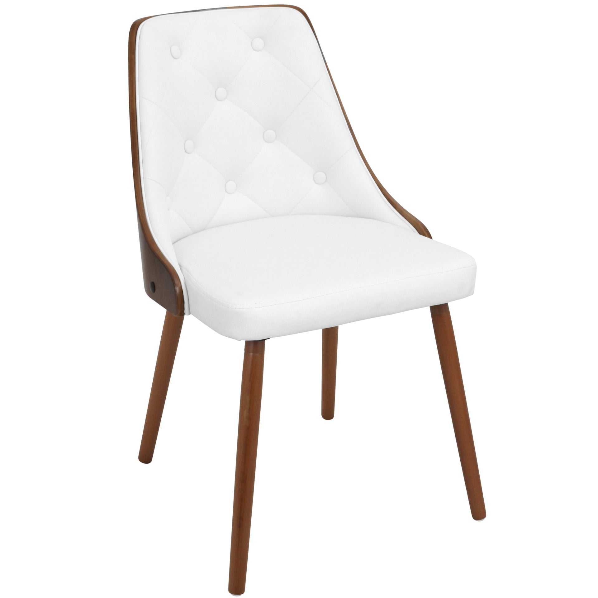 Gianna Mid-Century Modern Dining/Accent Chair in Walnut with White Faux Leather by LumiSource