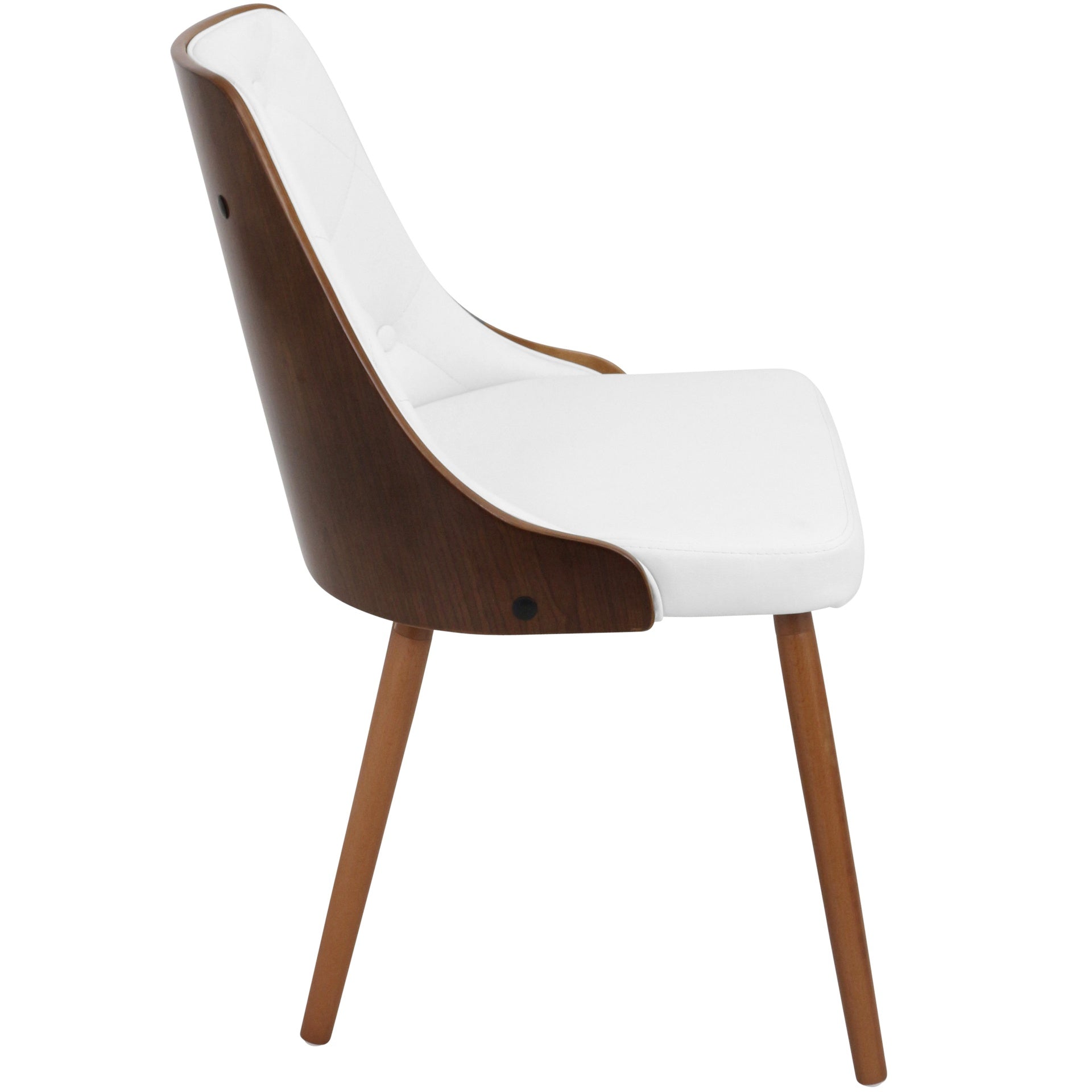 Gianna Mid-Century Modern Dining/Accent Chair in Walnut with White Faux Leather by LumiSource