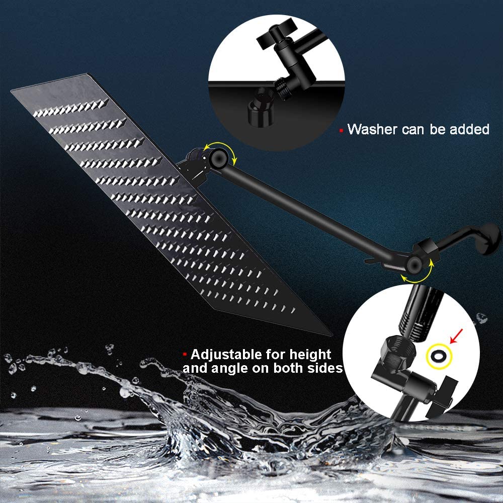 10" Square Rainfall & High Pressure Stainless Steel Bath Shower head  Matte Black