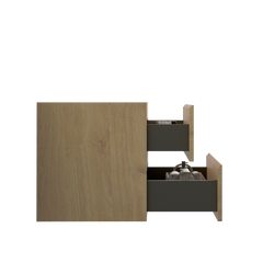 Alice24-106, Wall mount cabinet without basin, Natural oak color, with two drawers, Pre-assembled
