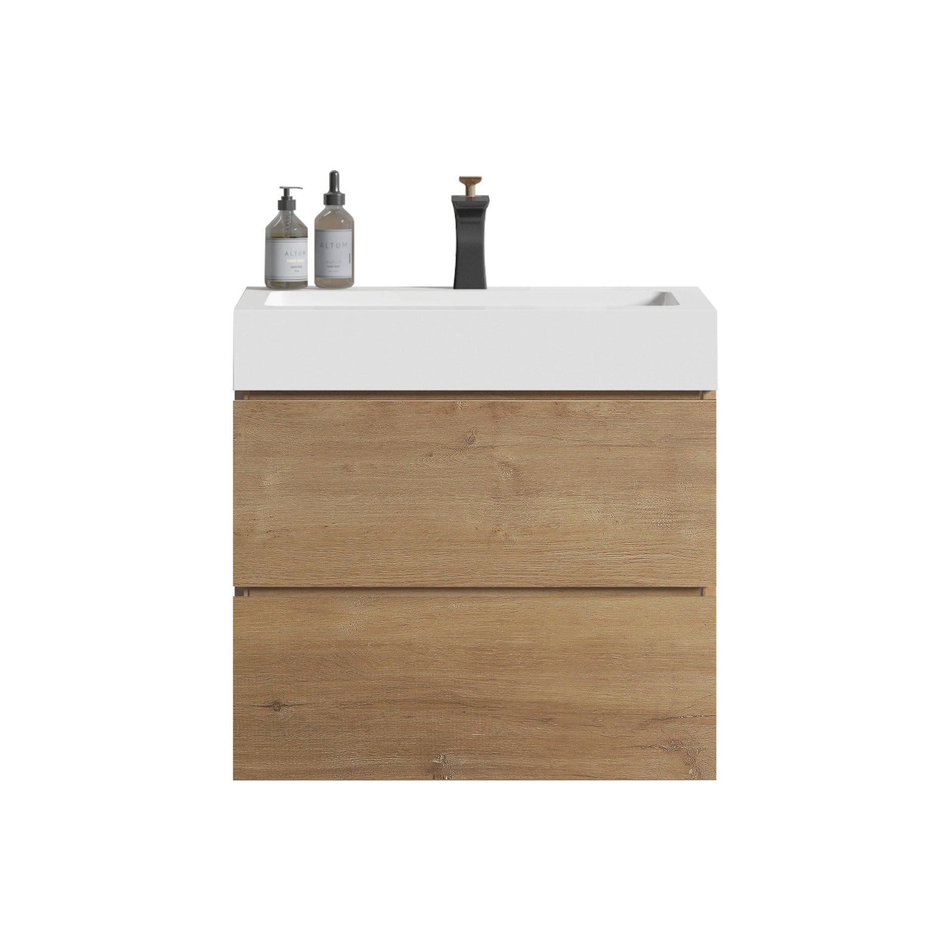 U040-Alice24-106 Alice 24" Natural Oak Bathroom Vanity with Sink, Large Storage Wall Mounted Floating Bathroom Vanity for Modern Bathroom, Pre-assembled