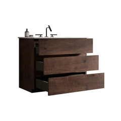 TIA 36"  Walnut  Bathroom Vanity with Sink with 3 Faucet Holes, Large Storage Freestanding Bathroom Vanity for Modern Bathroom, One-Piece White Sink Basin without Drain and Faucet, Pre-assembled