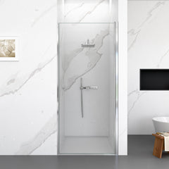 34"W x 72"H Frameless Circular Pivot Shower Door in Chrome With 1/4" (6mm) Thick SGCC Tempered Glass