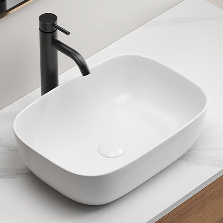 Bathroom Small Vessel Sink Above Counter White Porcelain Ceramic Oval Rectangle Bathroom Vanity Sink Bowl Lavatory Wash Basin