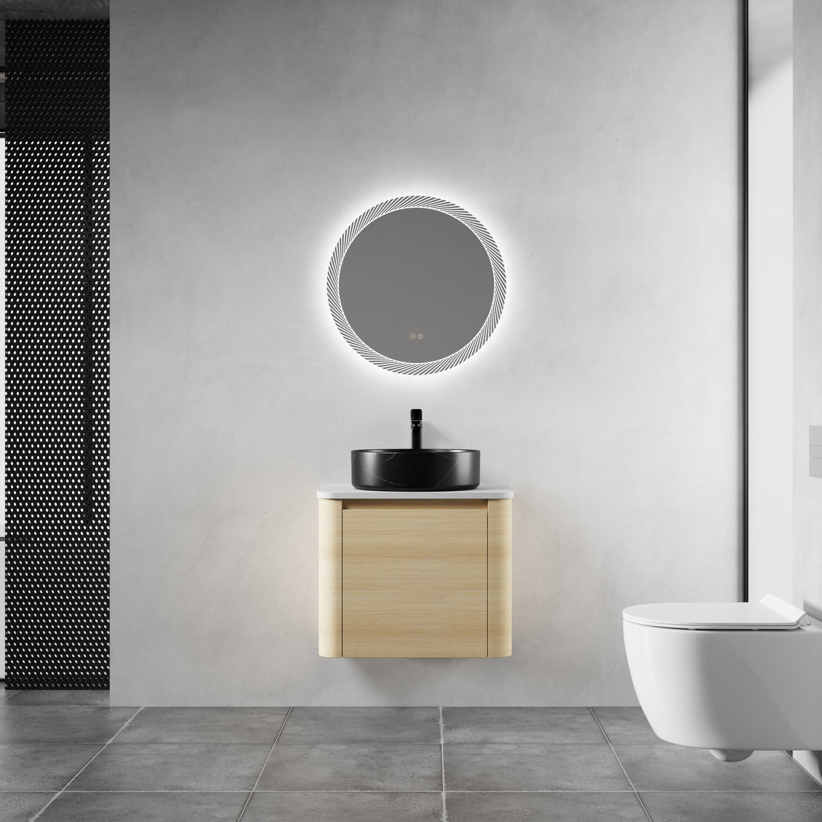 24'' Wall-Mounted Bathroom Vanity With Ceramic Art Sink & 1-Soft-Close Door, KD-Packing, Plywood