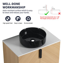 30" Bathroom Vanity With Top Ceramic Art Sink and Artificial Stone Slab, 2-Soft Close Door, Wall-Mounted Mounting Design, Plywood (KD-Packing)
