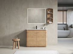 40'' Freestanding Bathroom Vanity with Ceramic Sink & 2-Soft-Close Door and Storage Rack, KD-Packing, Plywood