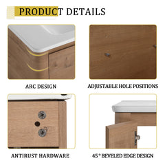 40'' Freestanding Bathroom Vanity with Ceramic Sink & 2-Soft-Close Door and Storage Rack, KD-Packing, Plywood