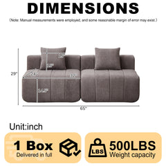 Chenille sectional sofa with 2 pillows,Symmetrical Modular Sofa Sectional for bedroom, living room, office for leisure or nap, reading room, and lobby