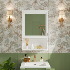 20'' Wall Mounted Bathroom Storage Cabinet with Mirror, Wall Mounted Home Storage with Door, Mirrored Wall Medicine Cabinet