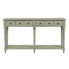 TREXM Entryway Table with 4 Drawers, Retro Console Table with Open Shelf for Entryways, Living Rooms, and Hallways (Grey Wash)