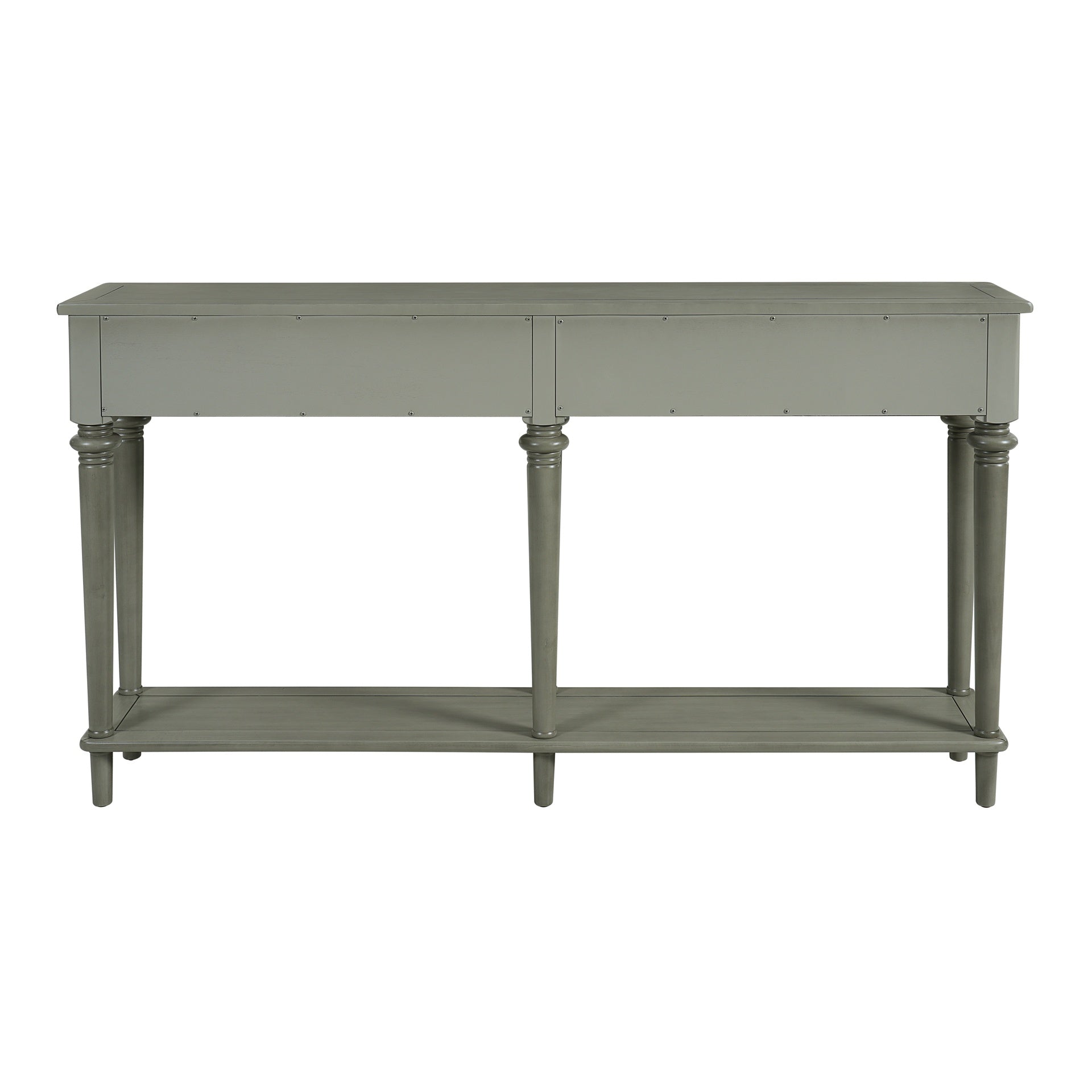 TREXM Entryway Table with 4 Drawers, Retro Console Table with Open Shelf for Entryways, Living Rooms, and Hallways (Grey Wash)