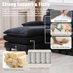 UNITED WE WIN U Shaped Cloud Couch, 110" Chenille Comfy 4 Seat Sectional Couches for Living Room, Modular Sofa Sleeper with Double Chaise & Memory Foam for Apartment