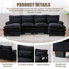 UNITED WE WIN U Shaped Cloud Couch, 110" Chenille Comfy 4 Seat Sectional Couches for Living Room, Modular Sofa Sleeper with Double Chaise & Memory Foam for Apartment