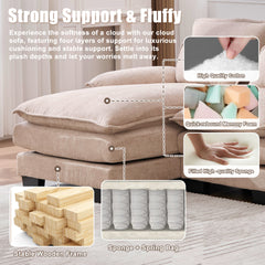 UNITED WE WIN   U Shaped Cloud Couch, 110" Chenille Comfy 4 Seat Sectional Couches for Living Room, Modular Sofa Sleeper with Double Chaise & Memory Foam for Apartment