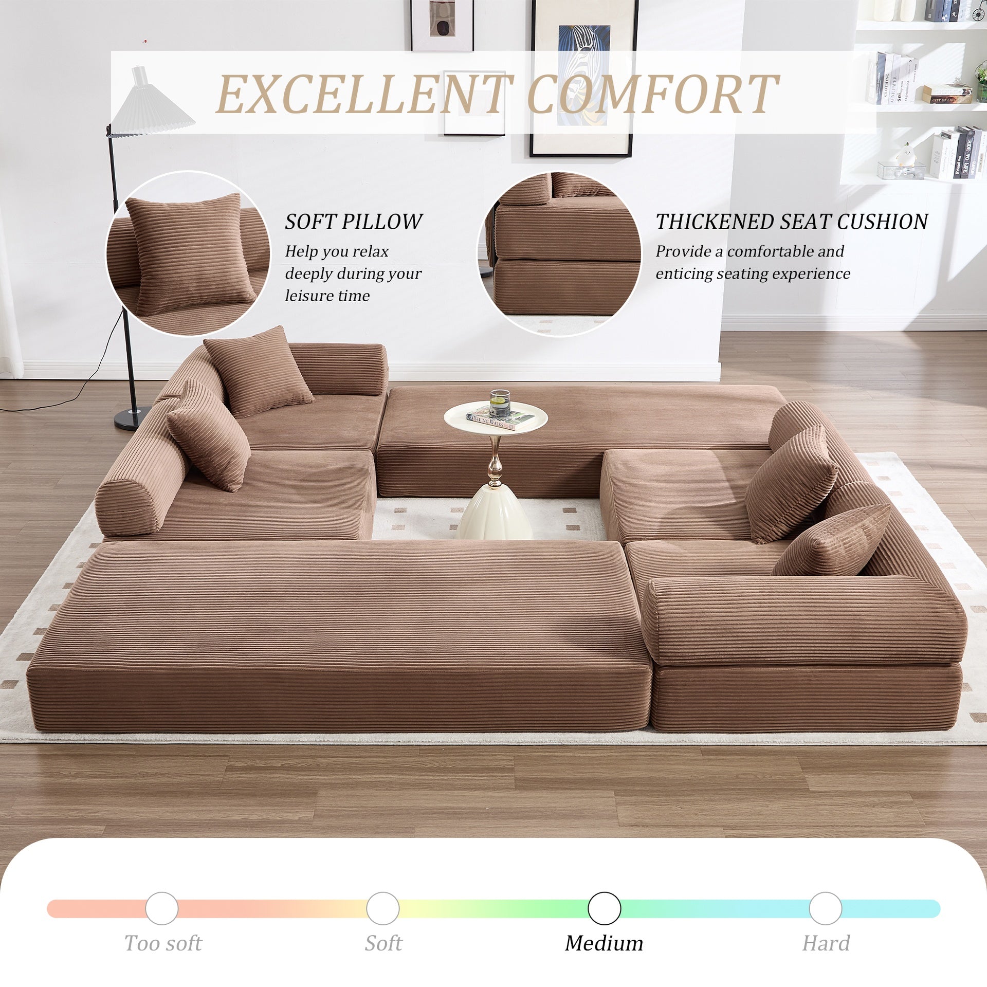 UNITED WE WIN convertible folding sofa bed, with fixed frame and pillow back handrail, cloud corduroy folding mattress sofa, folding memory foam bed in living room/dormitory/guest room/home office/apt
