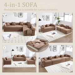 UNITED WE WIN convertible folding sofa bed, with fixed frame and pillow back handrail, cloud corduroy folding mattress sofa, folding memory foam bed in living room/dormitory/guest room/home office/apt